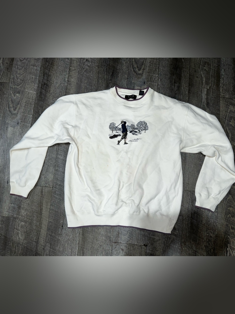 Men's Cream Crewneck Sweatshirt with Contrast Trim